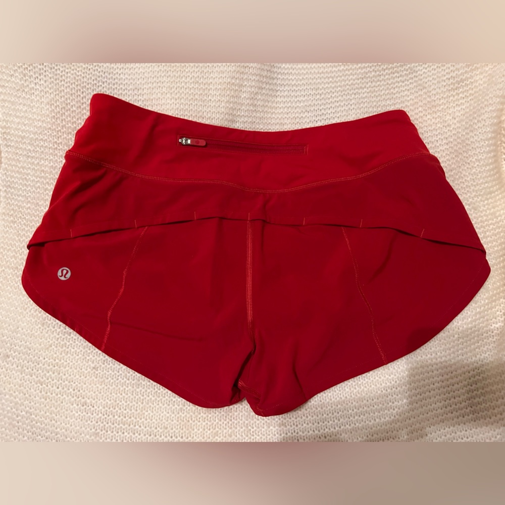 lululemon speed up 2.5 in shorts in dark red!!
